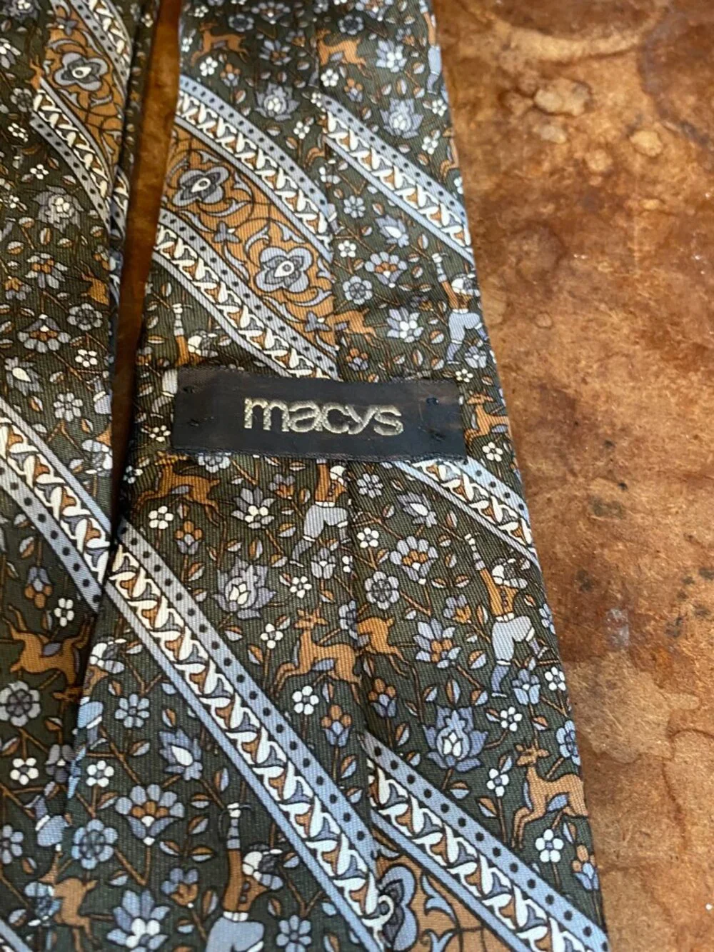 LOT FIVE Vintage Ties Macy's Croydon Tootal Westminster Silk Gold Brown Plaid